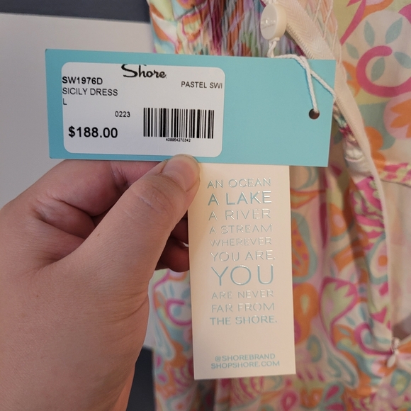 NWT Shore Brand "Sicily" Dress Pastel Paisley Women's Size Large Made in USA - Picture 8 of 14